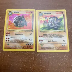 Pokemon Fossil Trading Cards - Golem 36/62 & Graveler 37/62 (2 cards total) - Image 1