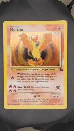 Moltres 12/62 - Fossil Set - DMG - Holo - Pokemon TCG - Vintage 1999 - Image 1