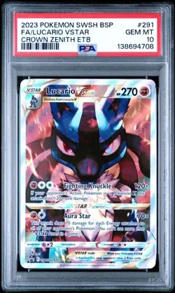 Lucario Vstar Alt Art Promo PSA 10 Gem Mint Pokemon Crown Zenith SWSH291 - Image 1