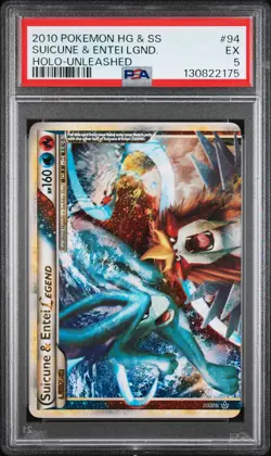 2010 POKEMON HEARTGOLD & SOULSILVER UNLEASHED SUICUNE & ENTEI LEGEND-HOLO PSA 5 - Image 1