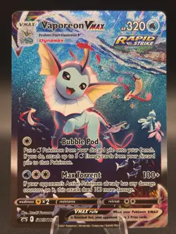 Pokemon Vaporeon VMAX Promo Full Art Rapid Strike Holo SWSH182 English - Image 1