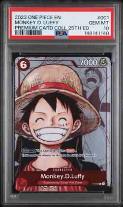 One Piece Monkey D. Luffy 25th Anniversary English Promo P-001 PSA 10 - Image 1