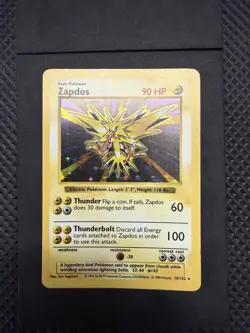 Zapdos 16/102 Holo Rare Base Set (Shadowless) Pokemon Card - Image 1