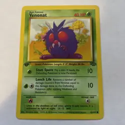 Pokemon TCG Venonat Jungle 63/64 Regular 1st Edition Common LP - Image 1