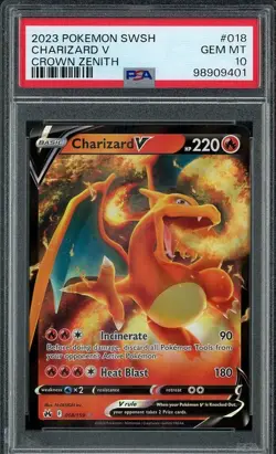 2023 Pokemon SWSH Crown Zenith 018/159 CHARIZARD V PSA 10 Gem Mint - Image 1