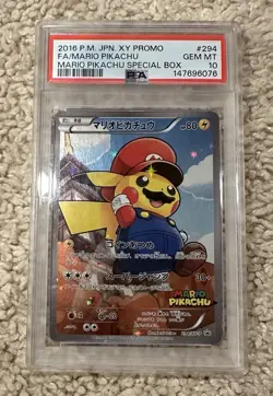 Pokemon Mario Poncho Pikachu 294/XY-P Japan New Cert PSA 10 - Image 1