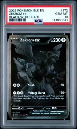 2025 POKEMON BLK EN-BLACK BOLT BLACK WHITE RARE #172 ZEKROM EX PSA 10 - Image 1