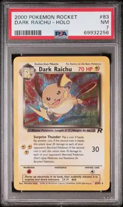 Pokemon 2000 Dark Raichu Holo 83/82 PSA 7 - Image 1