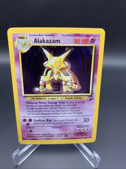 Pokemon Alakazam TCG 1/130 Base Set 2 Holo Rare LP+NM- - Image 1