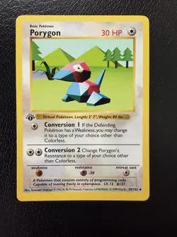 Pokemon TCG Porygon 039/102 Base Set (Shadowless) 1st Edition LP - Image 1