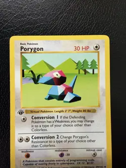 Pokemon TCG Porygon 039/102 Base Set (Shadowless) 1st Edition LP - Image 2