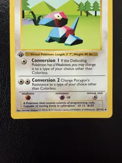 Pokemon TCG Porygon 039/102 Base Set (Shadowless) 1st Edition LP - Image 3