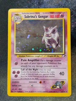 Pokemon Sabrina's Gengar 14/132 Holographic Gym Challenge Swirl - LP - Image 1