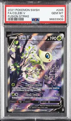 2021 POKEMON SWORD & SHIELD FUSION STRIKE #245 FULL ART/CELEBI V PSA 10 - Image 1