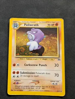 Poliwrath 9/75 Neo Discovery Unlimited Holo Swirl Vintage WOTC Pokemon Card DMG - Image 1