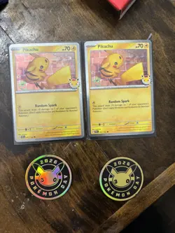 Pokemon Pikachu Day 2026 Basic Card Lot 2 Cards 2 Coins English Pokemon Day Set - Image 1