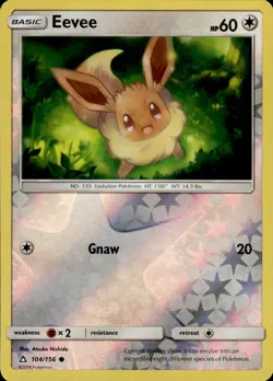 Pokemon TCG Reverse Holo Card Eevee (104) SM - Ultra Prism 104/156 - Image 1