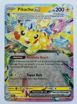 Pokemon TCG Pikachu EX 57/191 SV8: Surging Sparks Holo Double Rare - Image 1