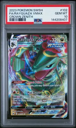 2023 POKEMON SWORD & SHIELD CROWN ZENITH #102 FULL ART/RAYQUAZA VMAX PSA 10 - Image 1