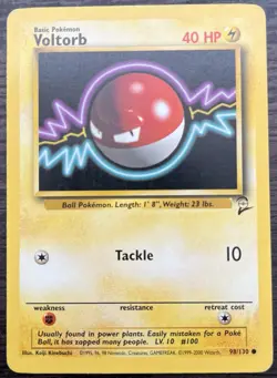 Voltorb 098/130 Pokemon TCG WOTC Base Set 2 Common Heavily Played HP - Image 1