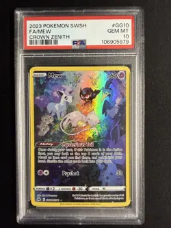 2023 POKEMON SWORD & SHIELD CROWN ZENITH #GG10 FULL ART/MEW PSA 10 - Image 1