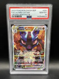 Pokemon TCG Crown Zenith ETB #SWSH291 Lucario VSTAR Promo PSA 10 GEM MT - Image 1