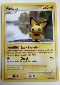 Pichu 93/123 Mysterious Treasures NM 2007 Pokemon Card - Image 1