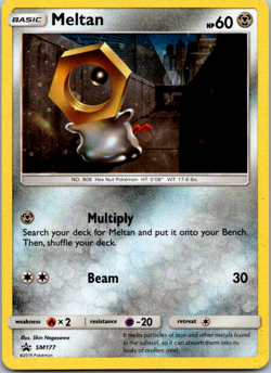 Meltan SM177 Sun & Moon Cosmo Holo Ultra Rare Black Star Promo Pokemon Card NM - Image 1