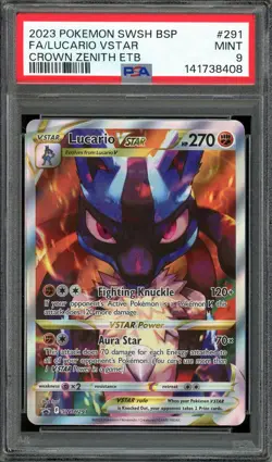 Pokemon TCG Crown Zenith Elite Trainer #291 Lucario VSTAR Promo PSA 9 MINT - Image 1
