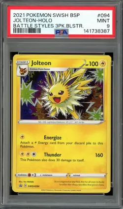 Pokemon TCG Battle Styles 3 Pack Blister #094 Jolteon Cosmos Promo PSA 9 MINT - Image 1