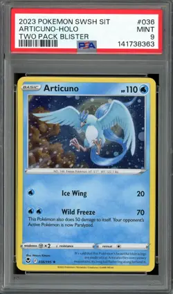 Pokemon TCG Silver Tempest 2 Pack Blister #036 Articuno Cosmos Holo PSA 9 MINT - Image 1