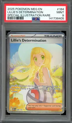 Pokemon TCG Mega Evolution #184 Lillie's Determination SIR PSA 9 MINT - Image 1