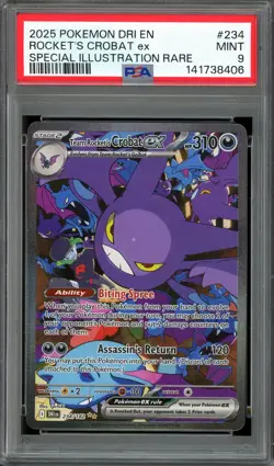Pokemon TCG Destined Rivals #234 Team Rocket's Crobat ex SIR PSA 9 MINT - Image 1