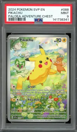 Pokemon TCG Paldea Adventure Chest #088 Pikachu Full Art Promo PSA 9 MINT - Image 1