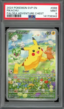 Pokemon TCG Paldea Adventure Chest #088 Pikachu Full Art Promo PSA 9 MINT - Image 1