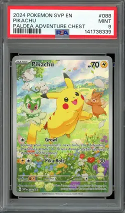 Pokemon TCG Paldea Adventure Chest #088 Pikachu Full Art Promo PSA 9 MINT - Image 1