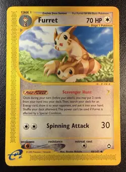 Furret - 048/147 e-Reader WOTC Aquapolis Uncommon Pokemon Card - LP/MP - Image 1