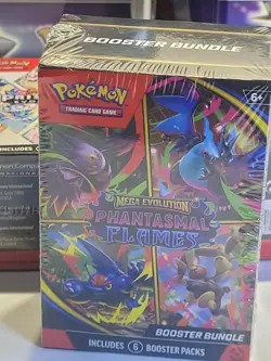 Pokemon Mega Evolution Phantasmal Flames Booster Bundle Box 6 Booster Packs - Image 1