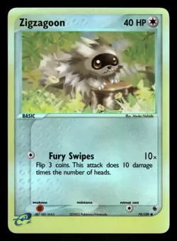 Pokemon Zigzagoon Common Ruby and Sapphire 79/109 LP Reverse Holo - Image 1