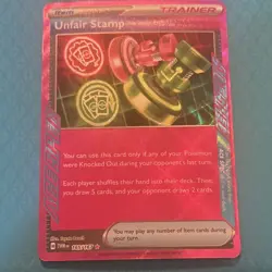 Pokemon TCG Unfair Stamp Trainer Item Rare Foil Sv06 Twilight Masquerade 223/167 - Image 1