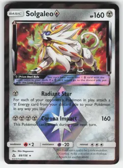 Solgaleo ◇ 89/156 Rare Prism Star Ultra Prism Pokemon LP - Image 1