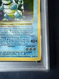 1999 Pokemon Shadowless Base Set Blastoise Holo 2/102 PSA 7 NM WOTC Rare Card - Image 5