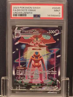 PSA 9 Pokemon SWSH Crown Zenith Full Art #GG45 Deoxys Vmax Mint - Image 1
