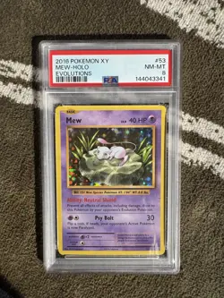 2016 POKEMON XY EVOLUTIONS #53 MEW HOLO PSA 8 Graded FAST SHIPPING FREE - Image 1