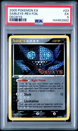 2005 Pokemon EX Deoxys Sableye Reverse Foil #23 PSA 5 EX - Image 1