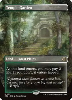 Magic: The Gathering ECL Temple Garden Land Forest Borderless Rare Lorwyn - Image 1
