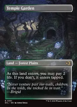 Magic: The Gathering ECL Temple Garden Land Forest Borderless Rare Lorwyn - Image 2