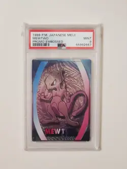 1999 Pokemon Japanese Meiji MewTwo Embossed Promo PSA 9 - Image 1