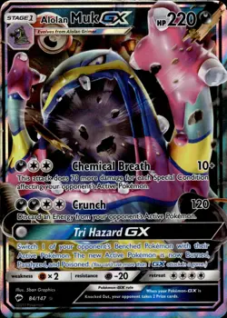 Pokemon TCG Holo Full Art Alolan Muk GX SM - Burning Shadows 84/147 - Image 1