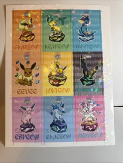Pokemon Uncut Sheet Lets Go Eevee Database! Cracked Ice Gem Stone Eeveelutions! - Image 1